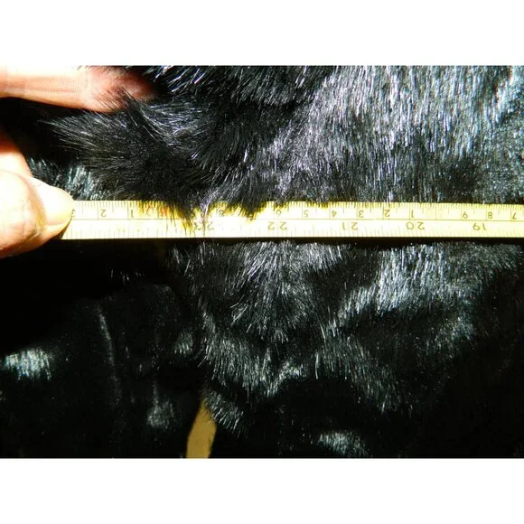 Pamela McCoy Collection Black Faux Fur Long Coat Size L 52" Long With Tags New - Picture 16 of 16